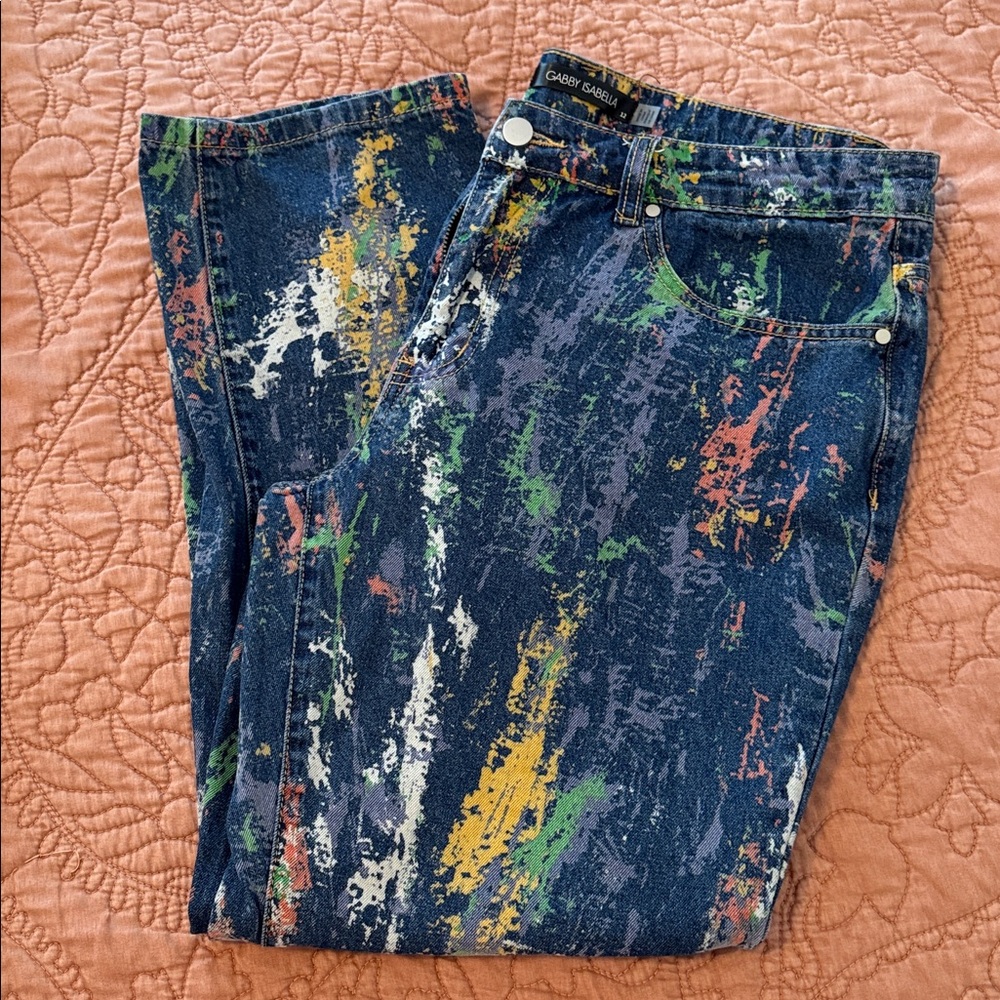 Gabby Isabella Colorful Splatter Denim Jeans
